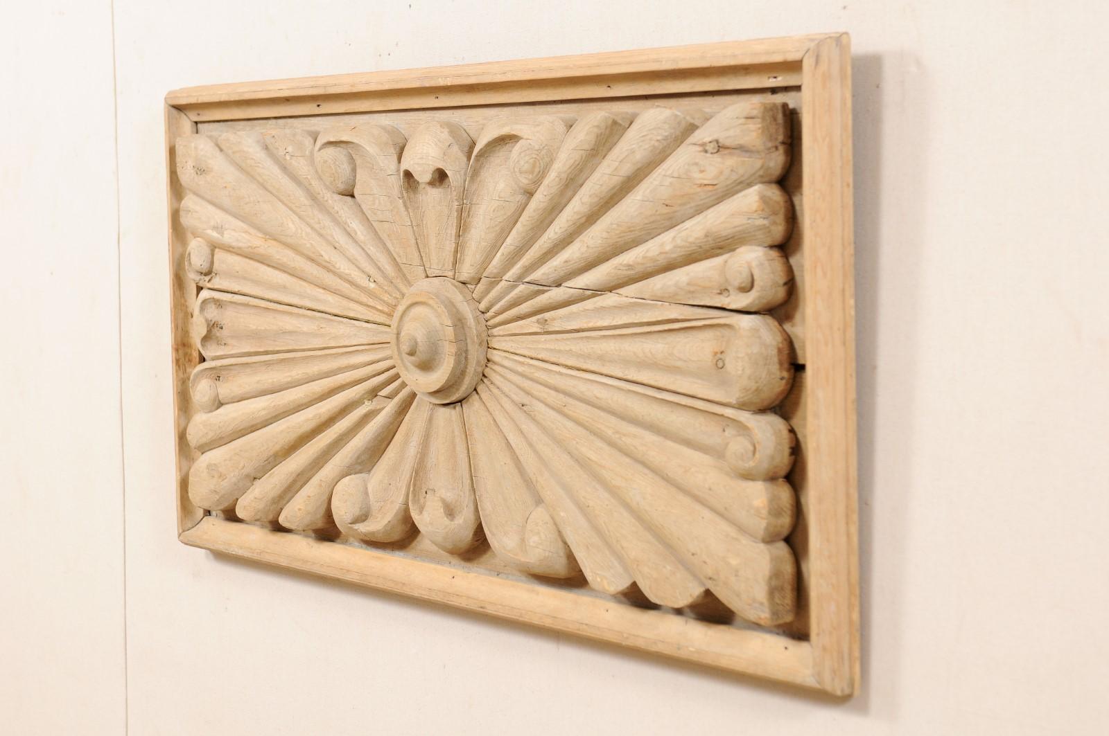 Spanish Carved Wood Wall Plaque from the Early 20th Century in Natural Finish 4