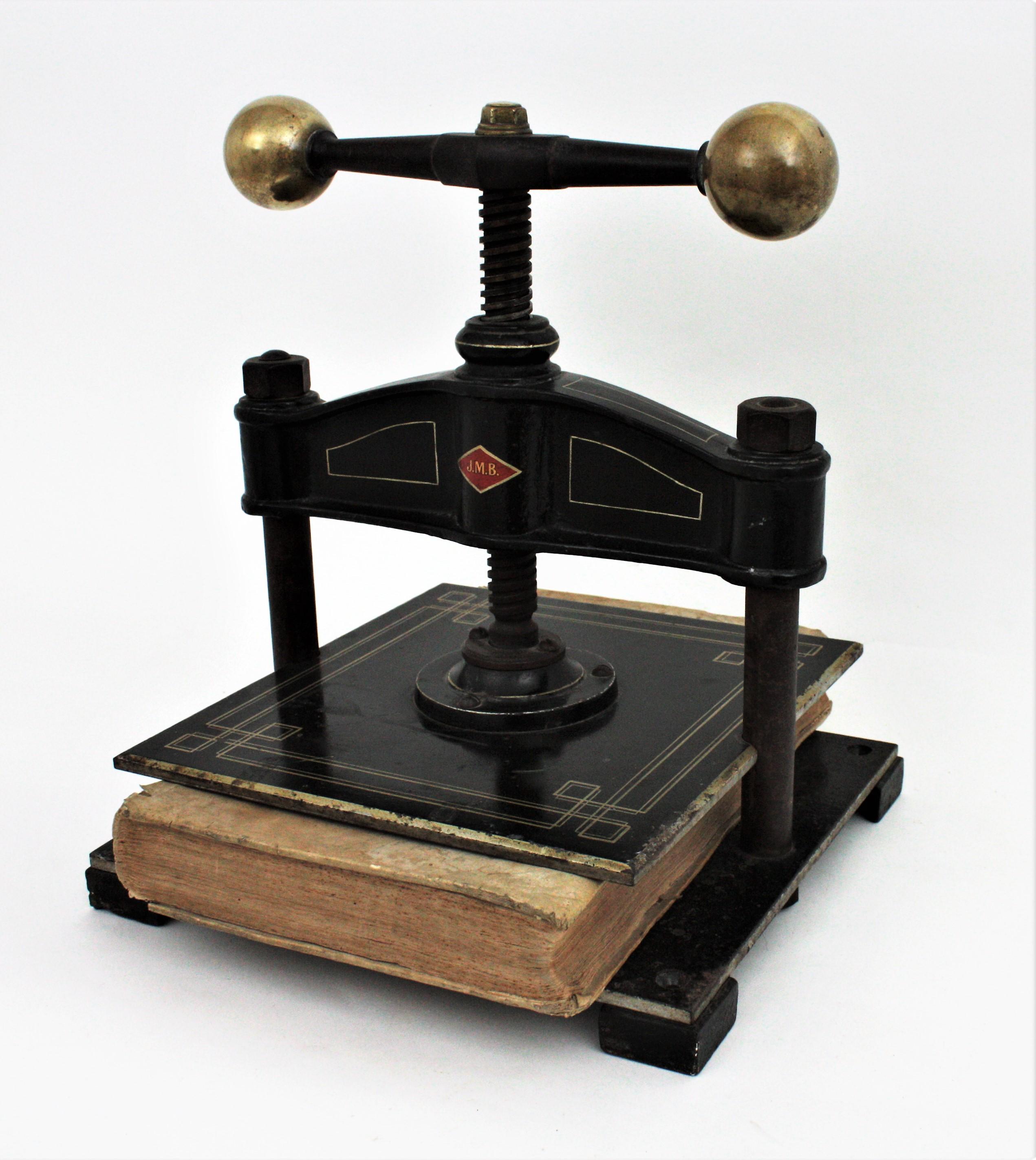 Spanish Cast Iron and Brass Paper Book Press, Early 20th Century 5