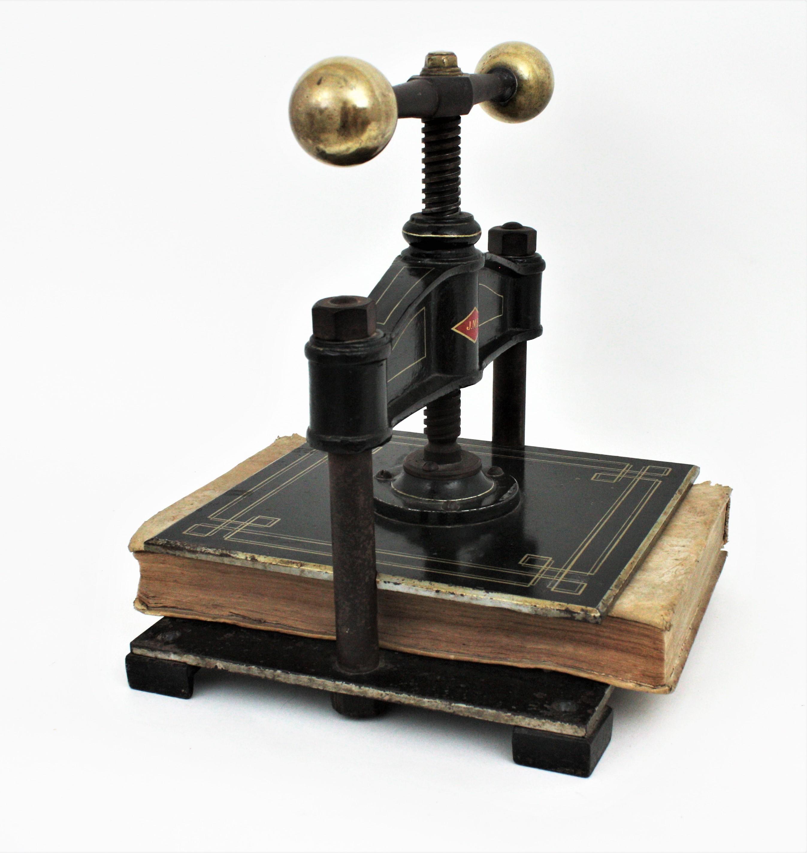 Spanish Cast Iron and Brass Paper Book Press, Early 20th Century 7