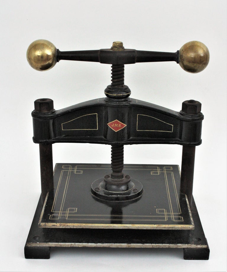 Spanish Cast Iron and Brass Paper Book Press, Early 20th Century at 1stDibs book press for sale