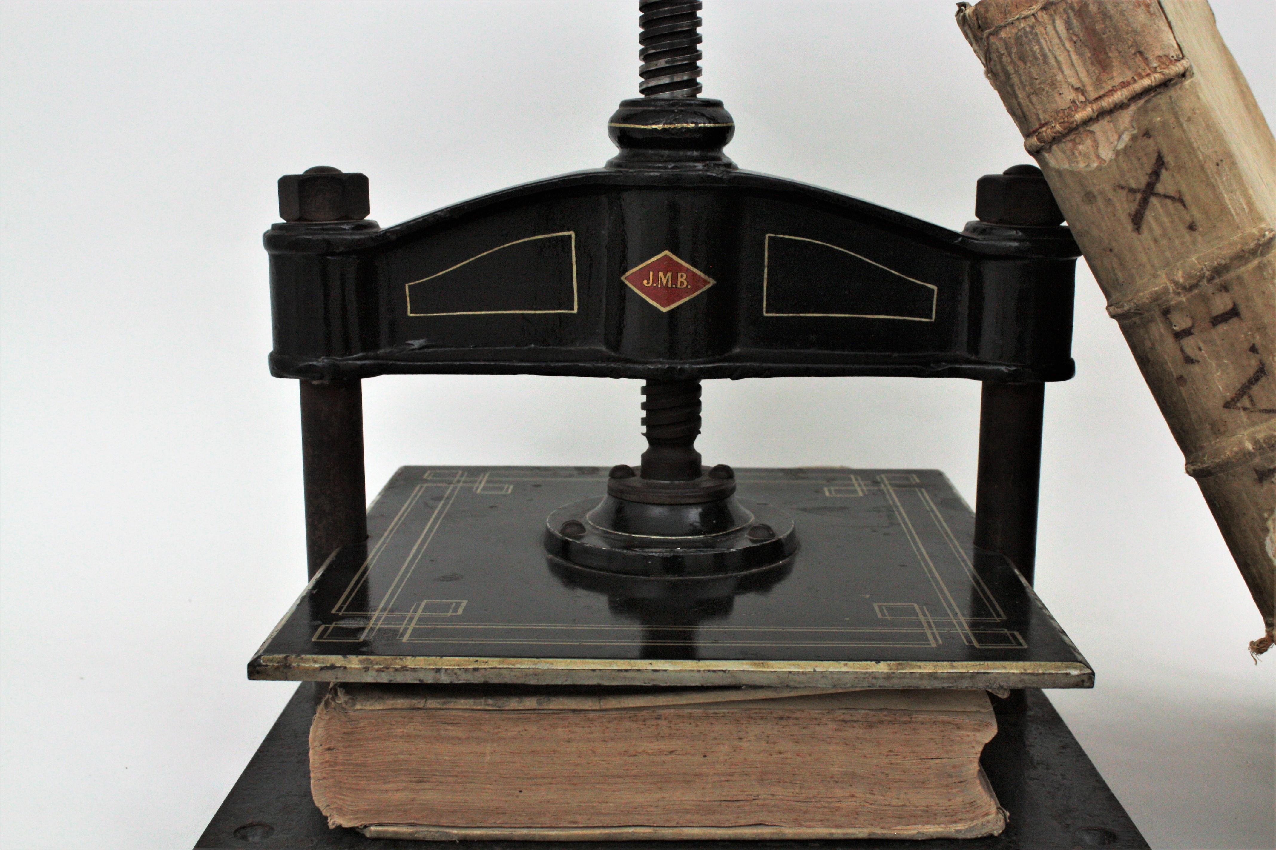 Spanish Cast Iron and Brass Paper Book Press, Early 20th Century 2