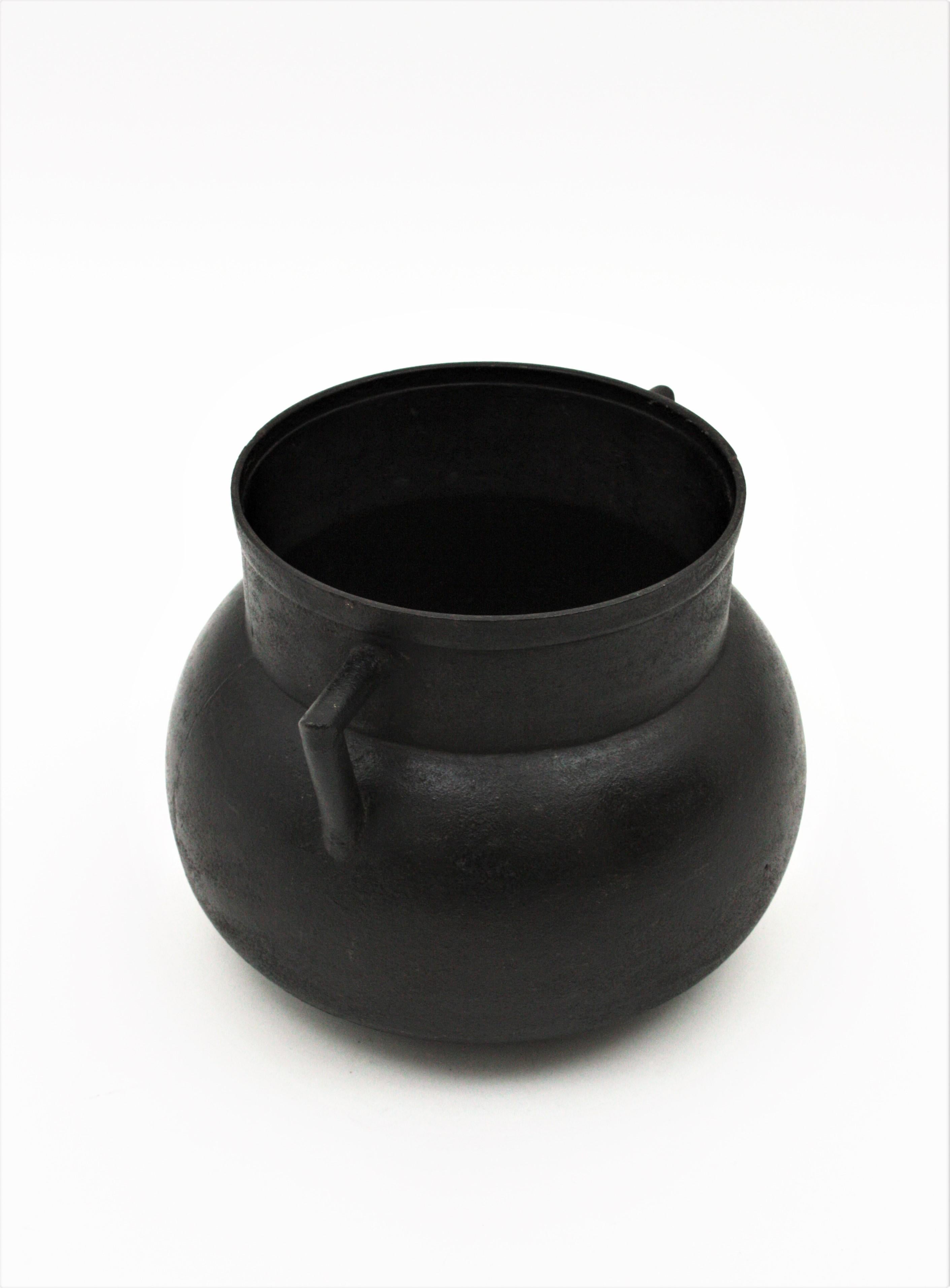 Spanish Cast Iron Cauldron Pot or Vessel For Sale 1