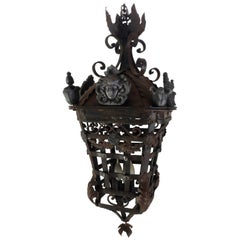 Antique Spanish Cast Iron Light Fixture