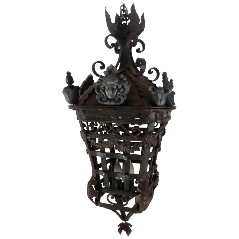 Spanish Cast Iron Light Fixture For Sale at 1stDibs