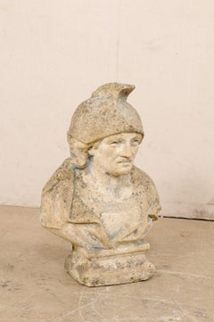 Spanish Cast-Stone Male Bust w/Helmet, 2 Ft Tall