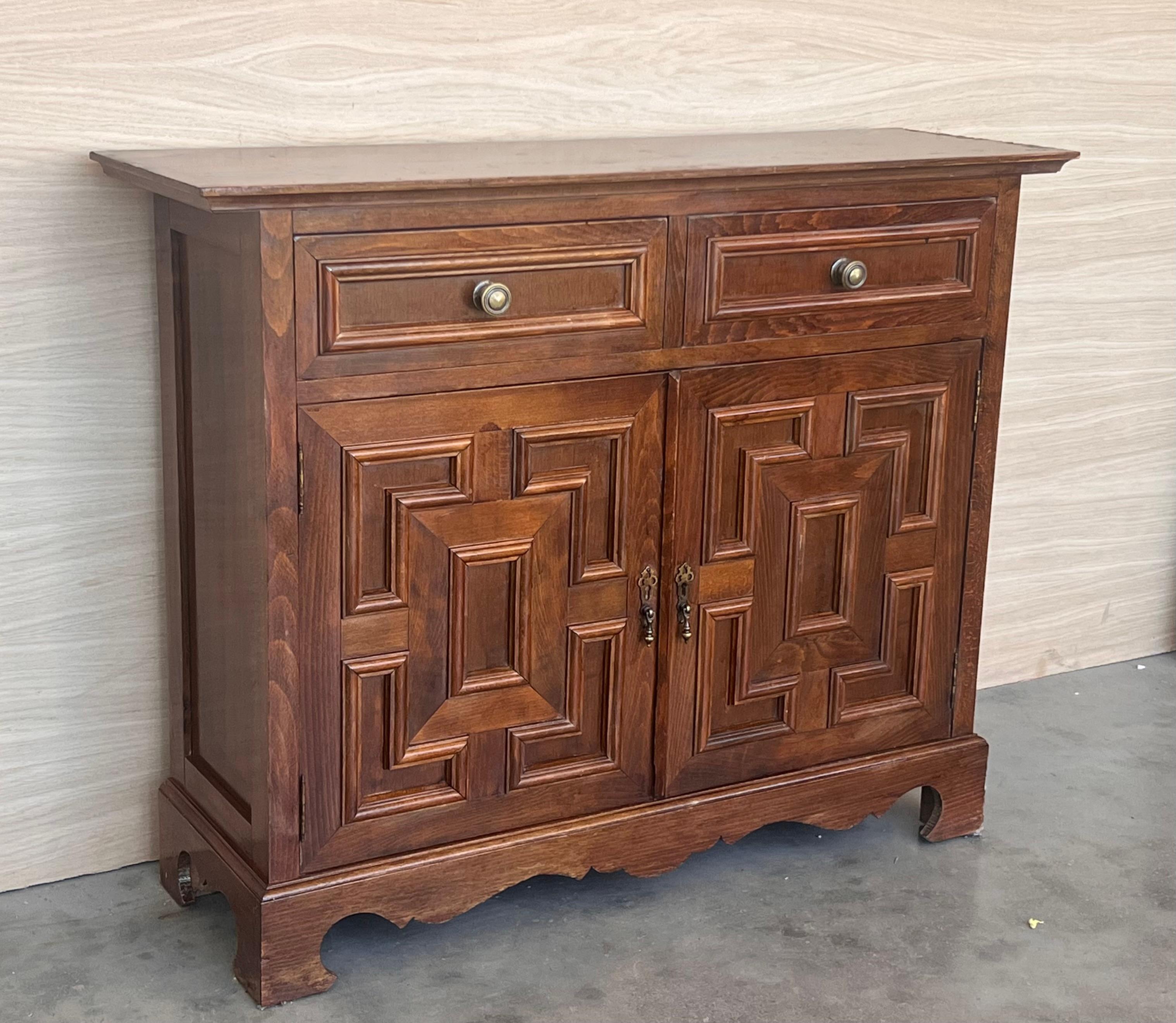 20th Century Spanish Catalan Carved Walnut Chest of Drawers, Highboy or Console, 1920s For Sale