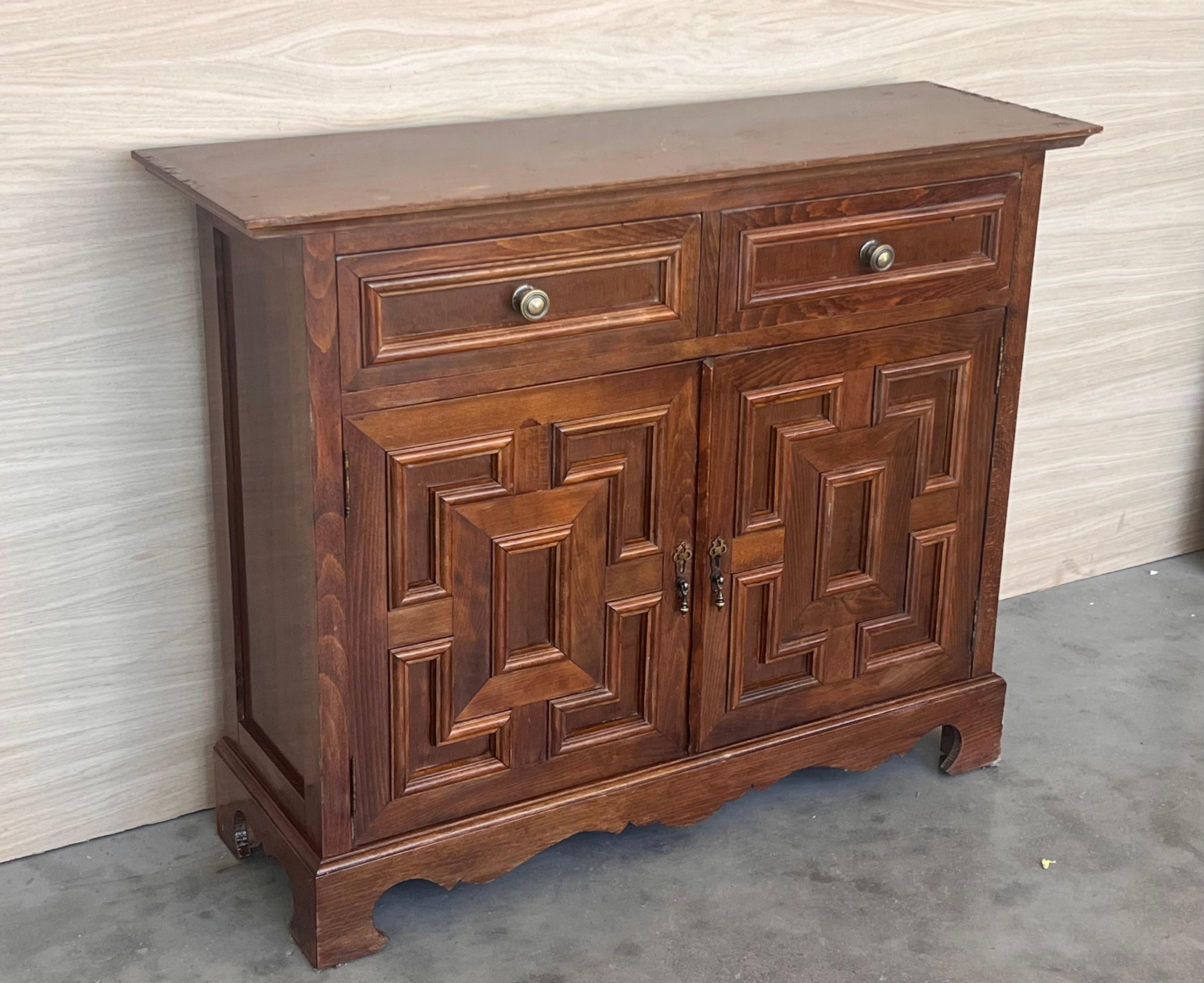 Spanish Catalan Carved Walnut Chest of Drawers, Highboy or Console, 1920s For Sale 1