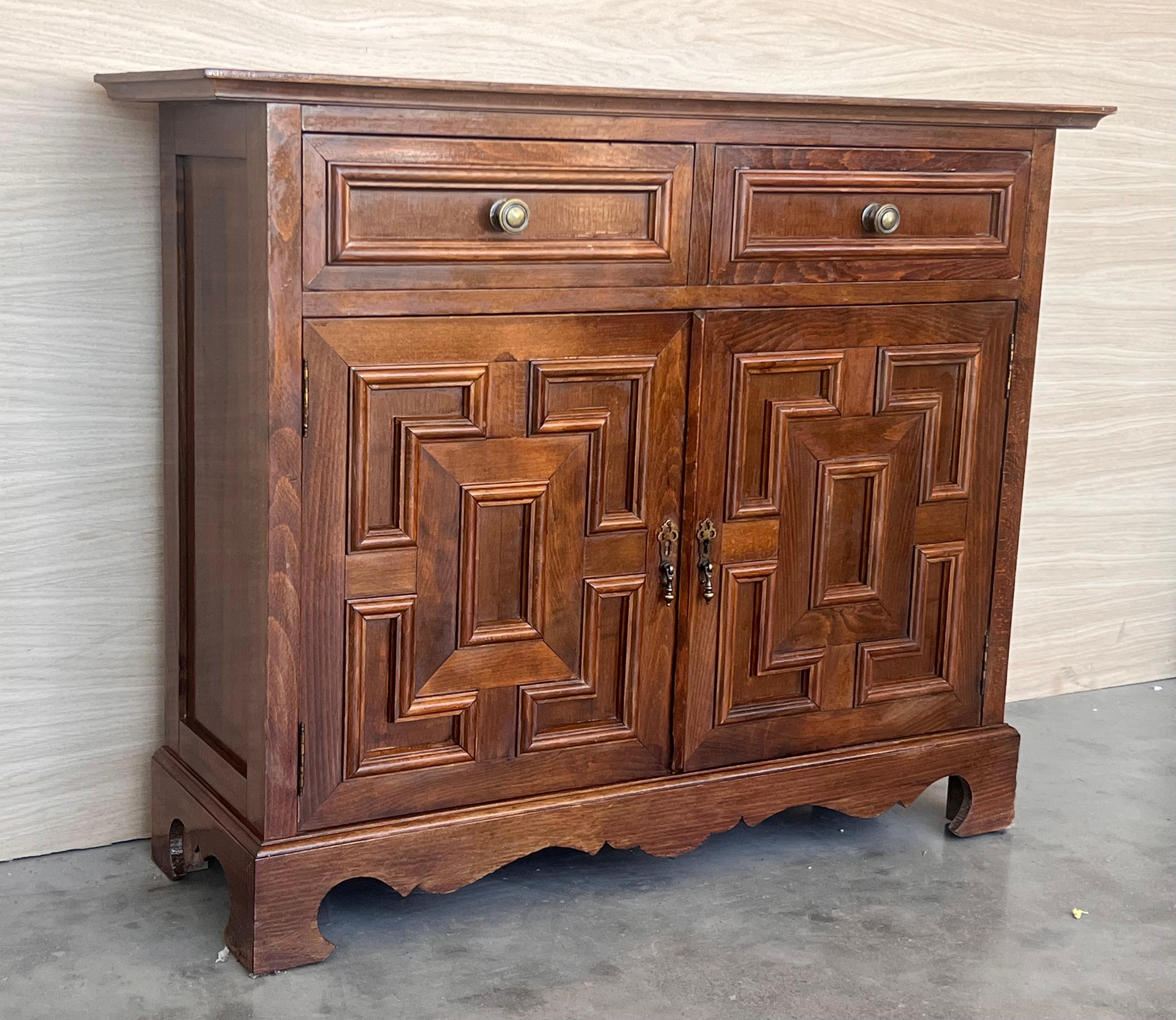 Spanish Catalan Carved Walnut Chest of Drawers, Highboy or Console, 1920s For Sale 2
