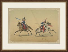 Spanish Cavalry Lithograph by José Rubio y Villegas: Lancers, 1861