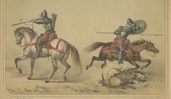 Spanish Cavalry Lithograph by José Rubio y Villegas: Medieval Cavalry, 1861