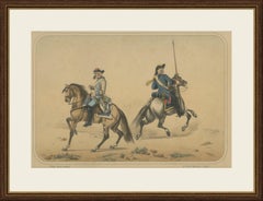Spanish Cavalry Lithograph by José Rubio y Villegas: Mounted Lancer, 1861
