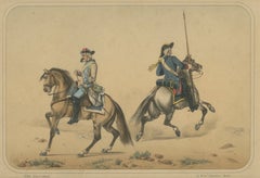 Spanish Cavalry Lithograph by José Rubio y Villegas: Mounted Lancer, 1861