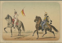 Spanish Cavalry Lithograph by José Rubio y Villegas: Princess Hussars, 1861
