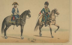 Spanish Cavalry Lithograph by José Villegas: Dragoon and Hussar, 1861