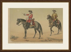 Spanish Cavalry Lithograph by José Villegas: Historic Officers, 1861