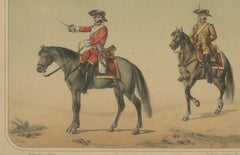 Spanish Cavalry Lithograph by José Villegas: Historic Officers, 1861