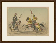 Spanish Cavalry Lithograph by José Villegas: Medieval Knights, 1861