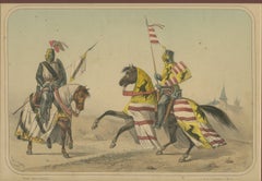 Spanish Cavalry Lithograph by José Villegas: Medieval Knights, 1861