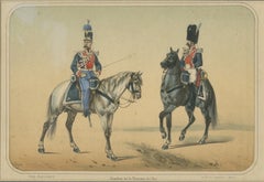 Spanish Cavalry Lithograph by José Villegas: Royal Bodyguards, 1861