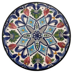 Spanischer Ceramar Talavera Vintage Wandteller Handbemalt 7 in. Polychrome Farben