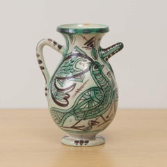 Spanish Ceramic Painted Vase by Domingo Punter, Signed