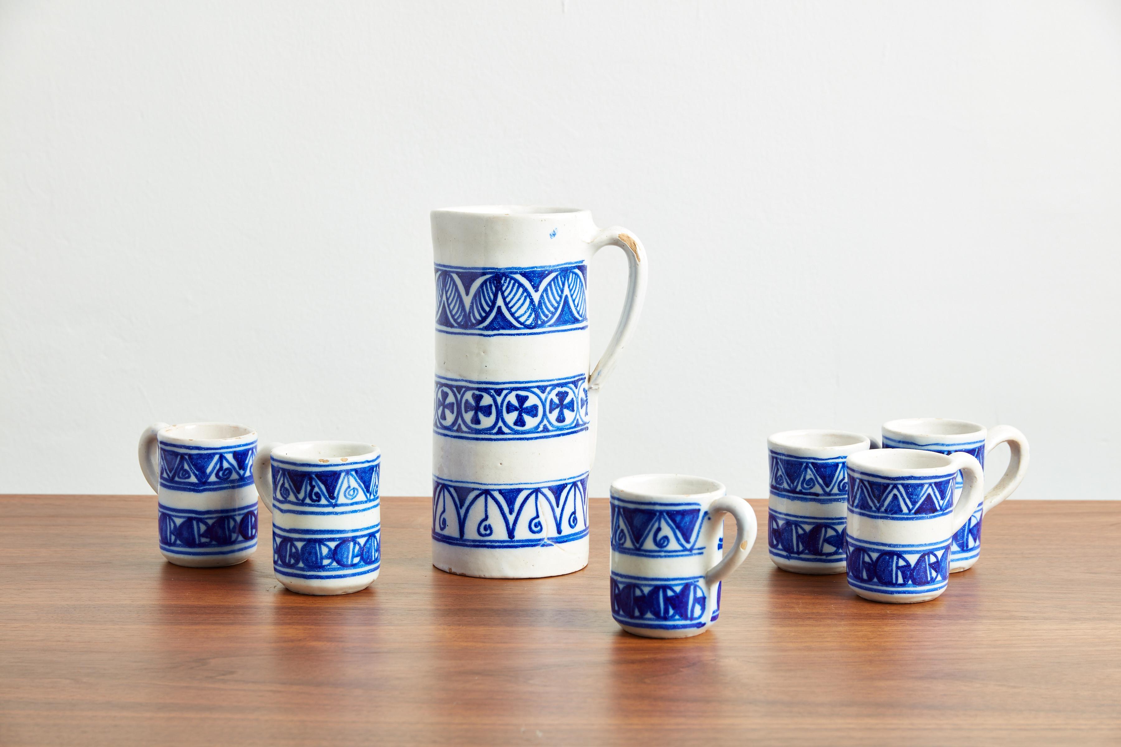 Spanish Ceramic Pitcher and Mug Set For Sale 15