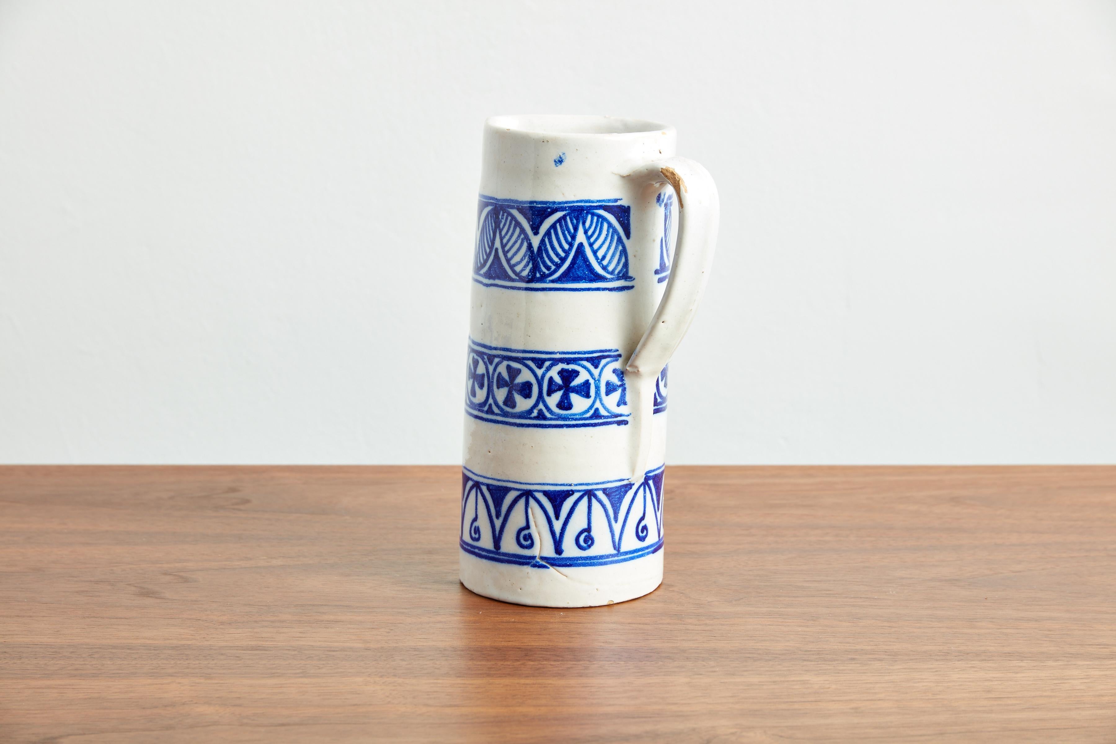Mid-20th Century Spanish Ceramic Pitcher and Mug Set