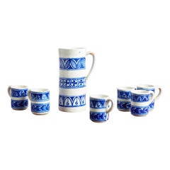 Spanish Ceramic Pitcher and Mug Set
