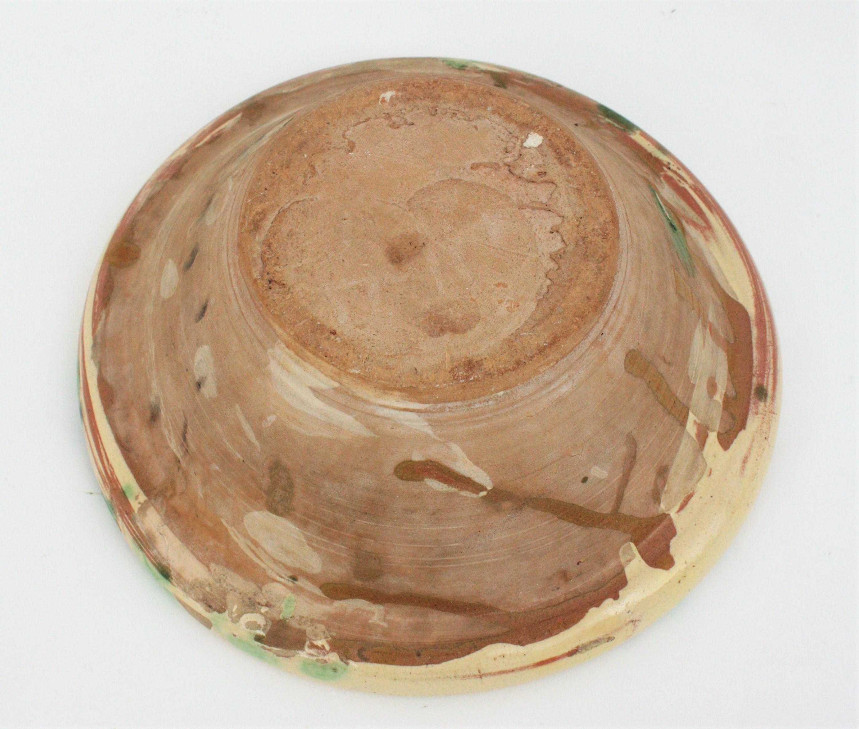 Spanish Ceramic Terracotta Centerpiece Bowl For Sale 5