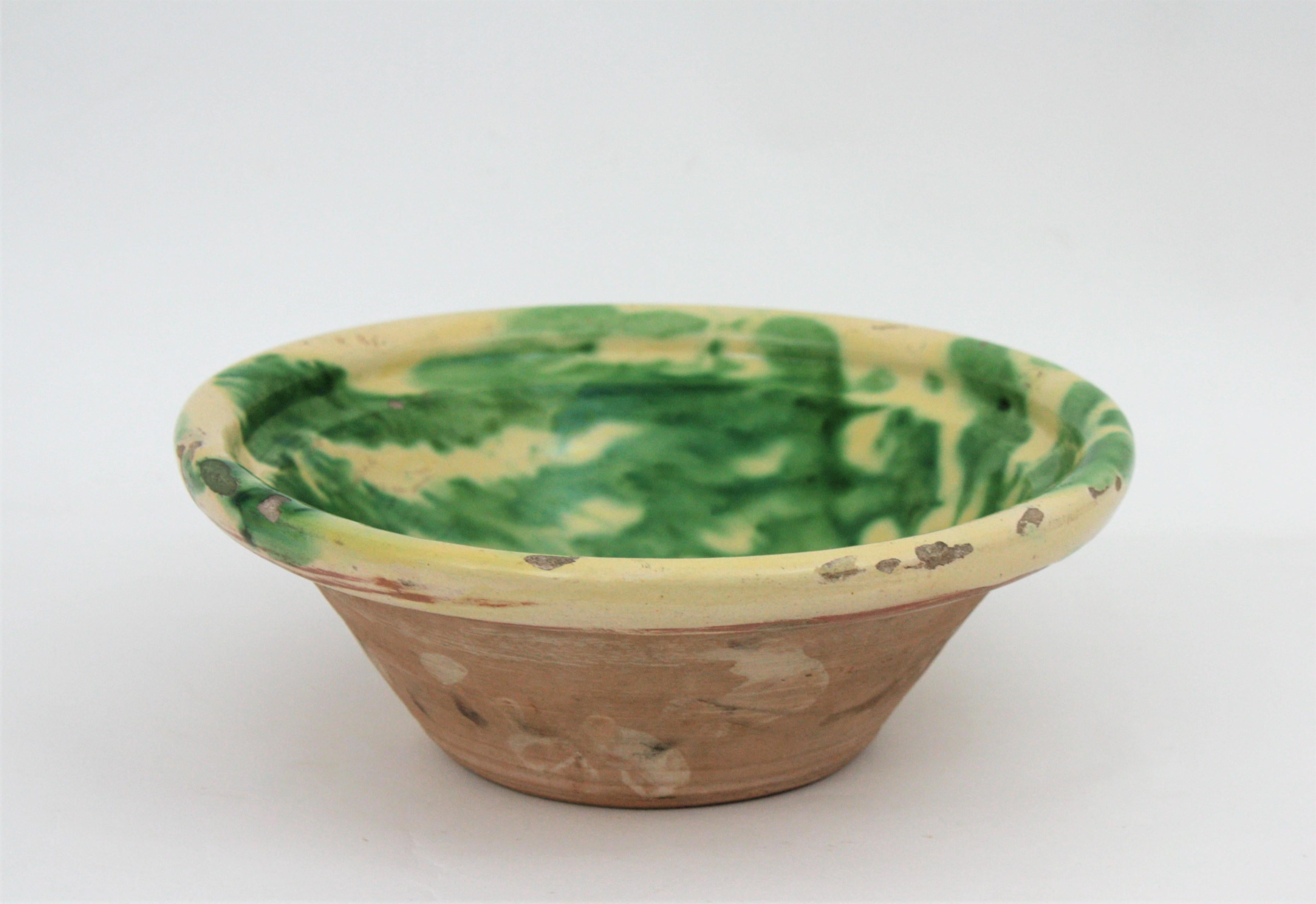 19th Century Spanish Ceramic Terracotta Centerpiece Bowl For Sale