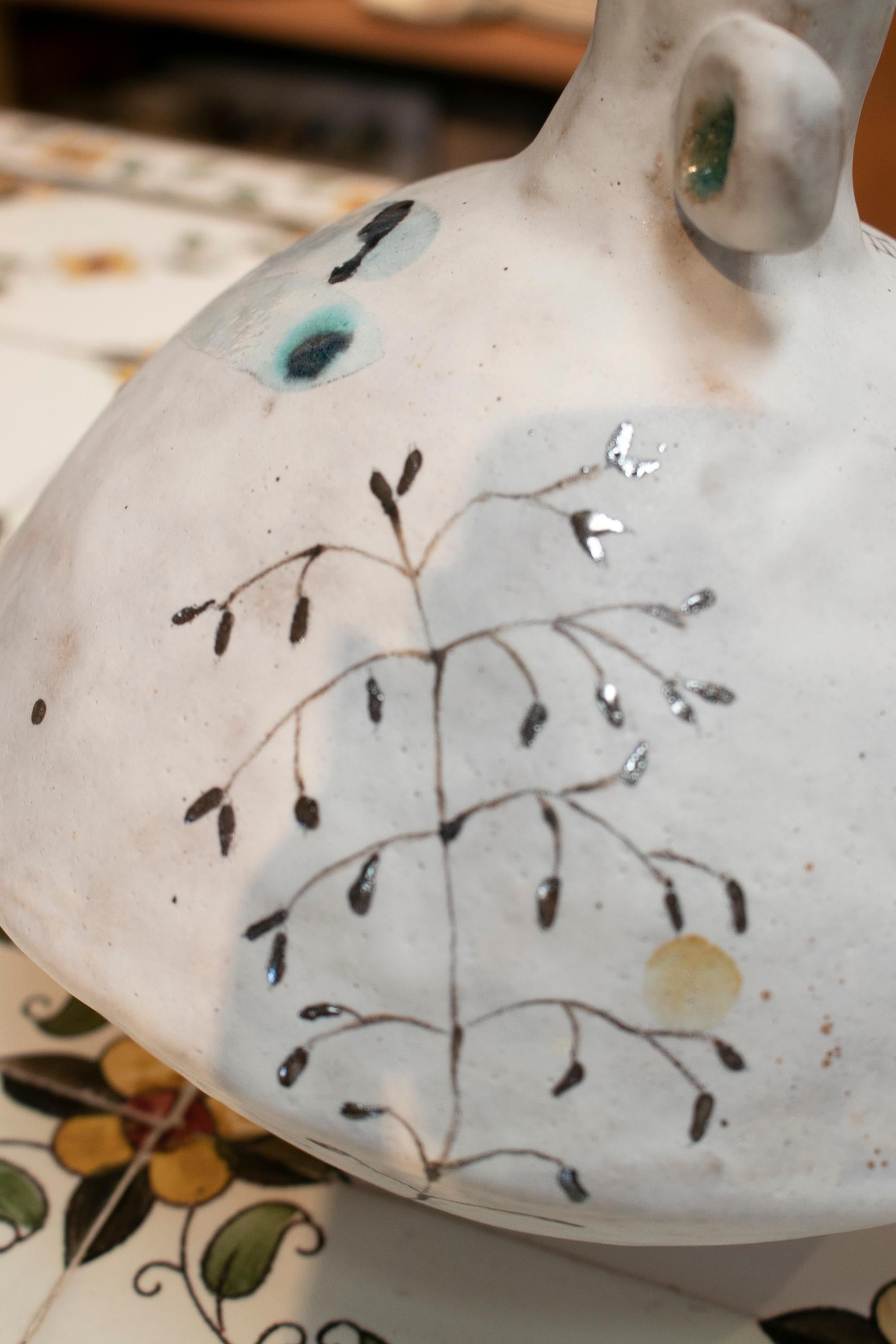 Spanish Ceramic Vase Decorated with Hand Painted Animal Motifs 2