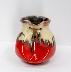 Spanish Ceramic Vase Purse Shape Signed MG Arroyo Midcentury