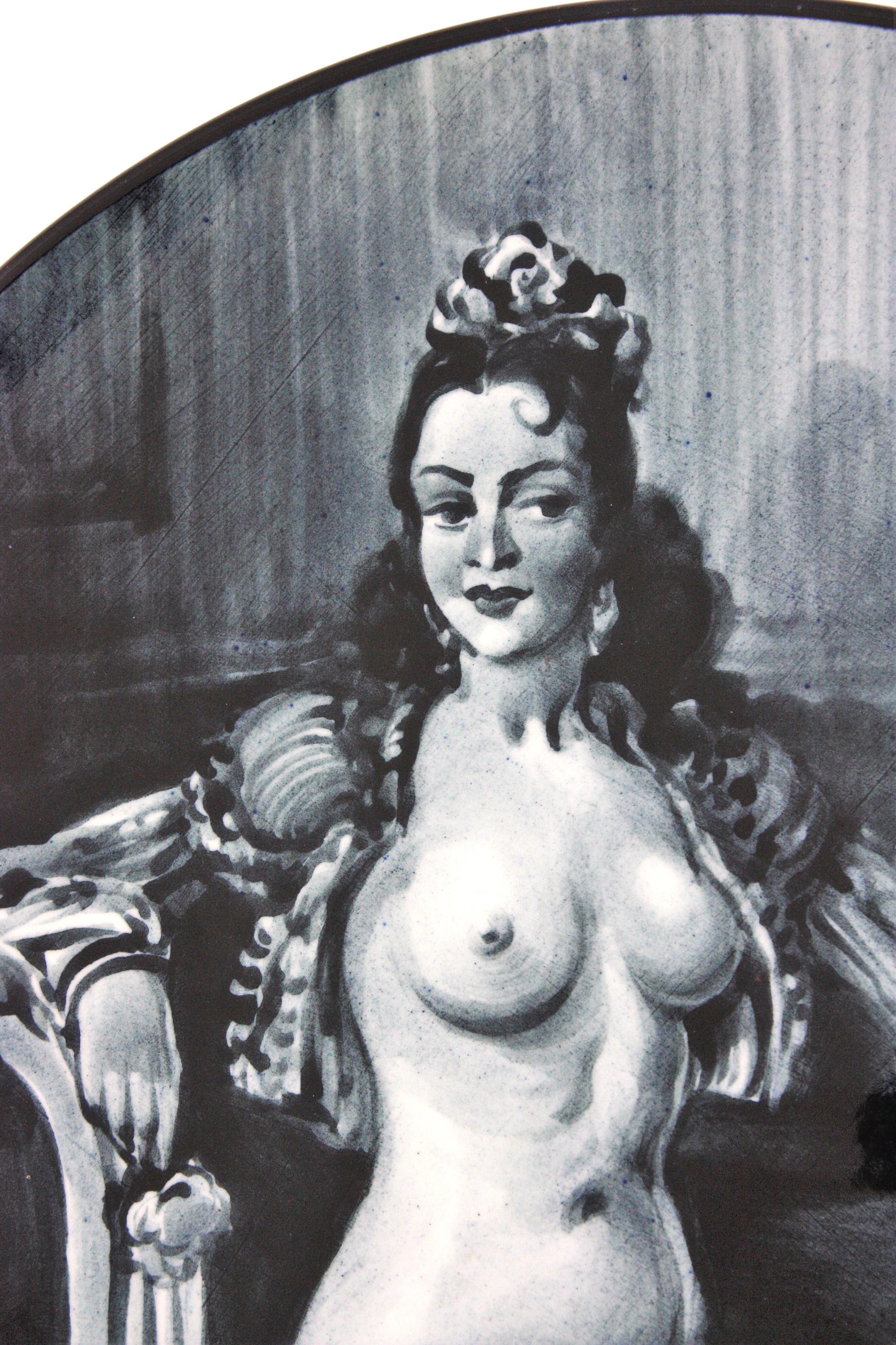 Mid-Century Modern Spanish Ceramic Wall Plate, Nude Dancer 'La Oterito', 1950s For Sale