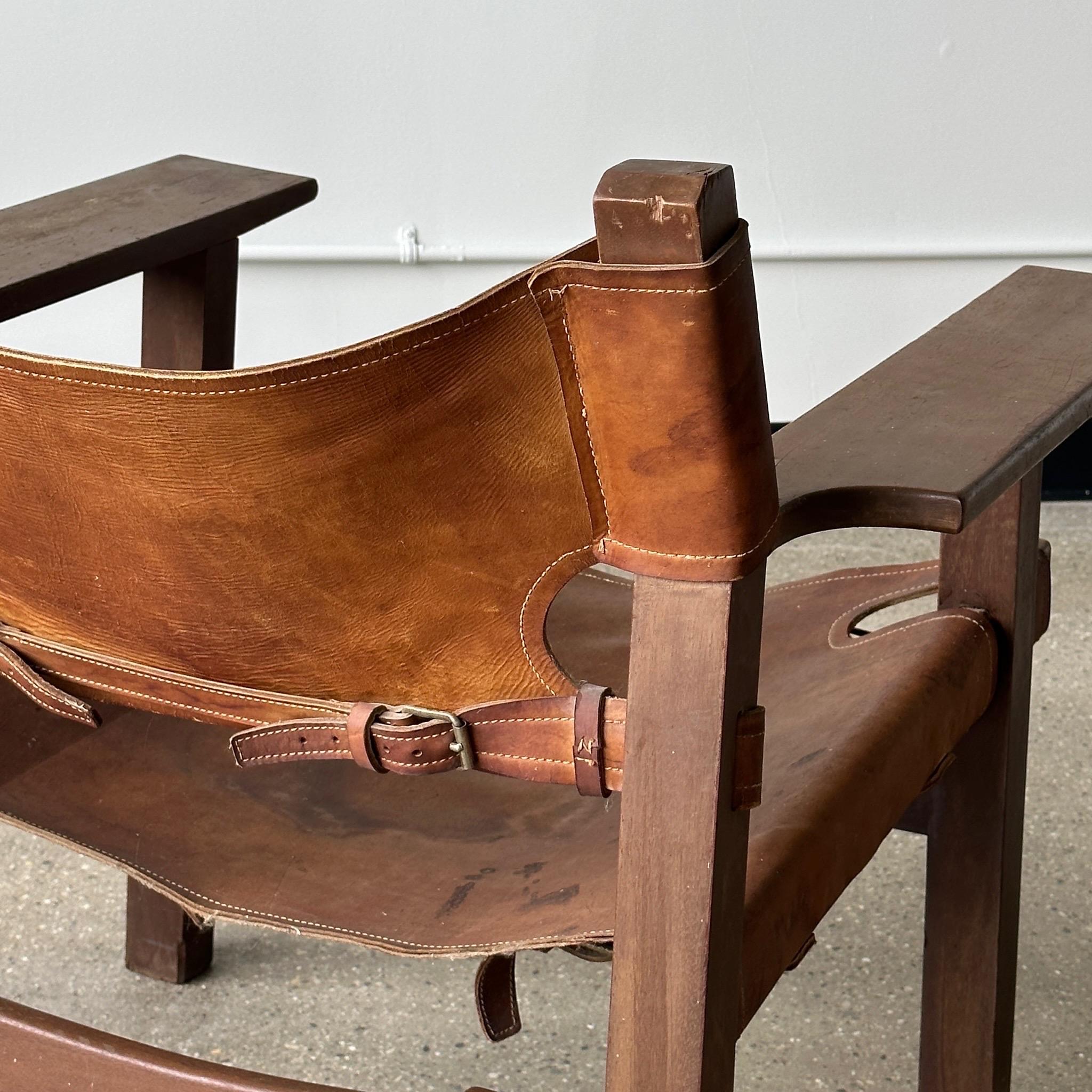 Leather Spanish Chair by Borge Mogensen for Fredericia For Sale