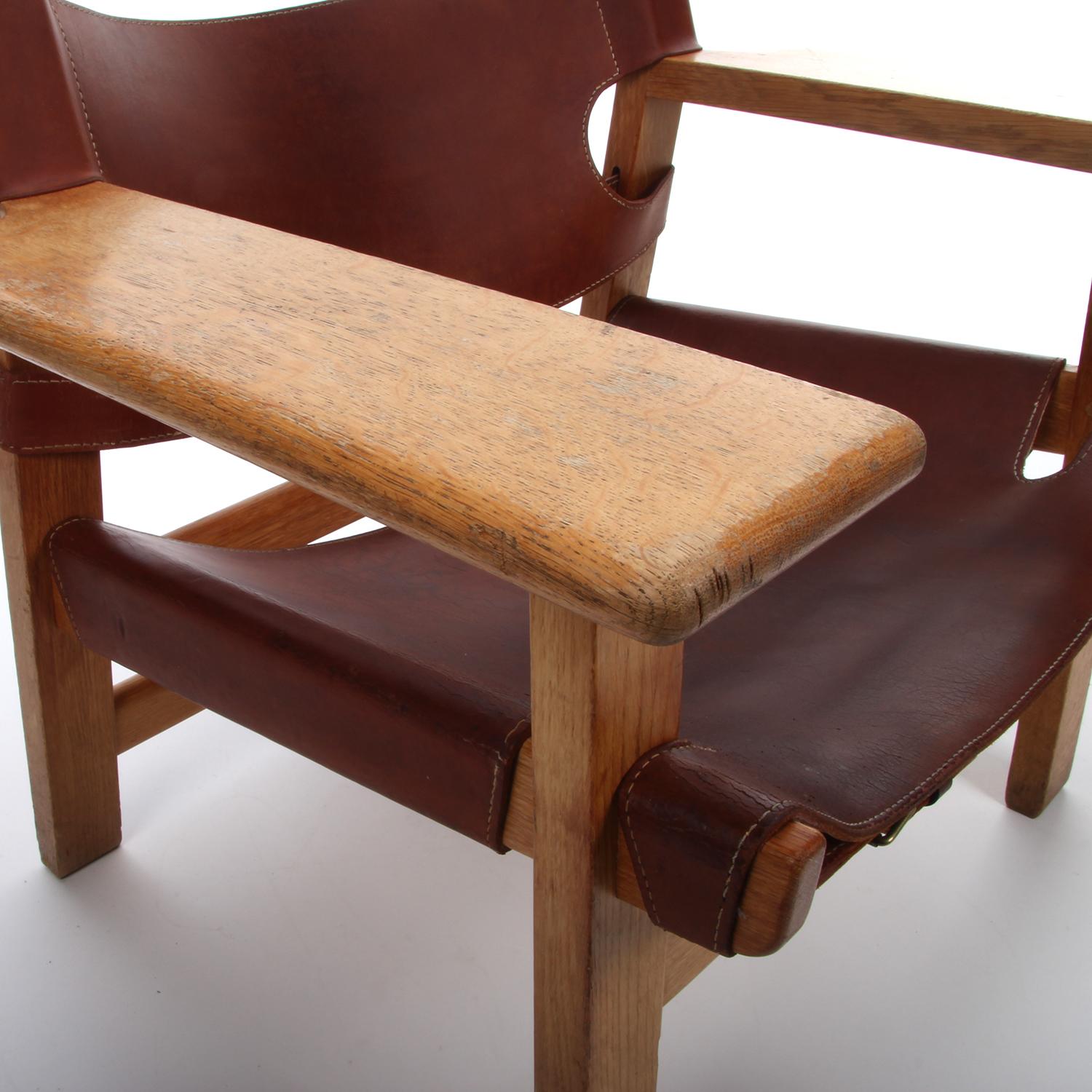 Leather Spanish Chair by Borge Mogensen, Fredericia Furniture, 1958, Vintage Edition