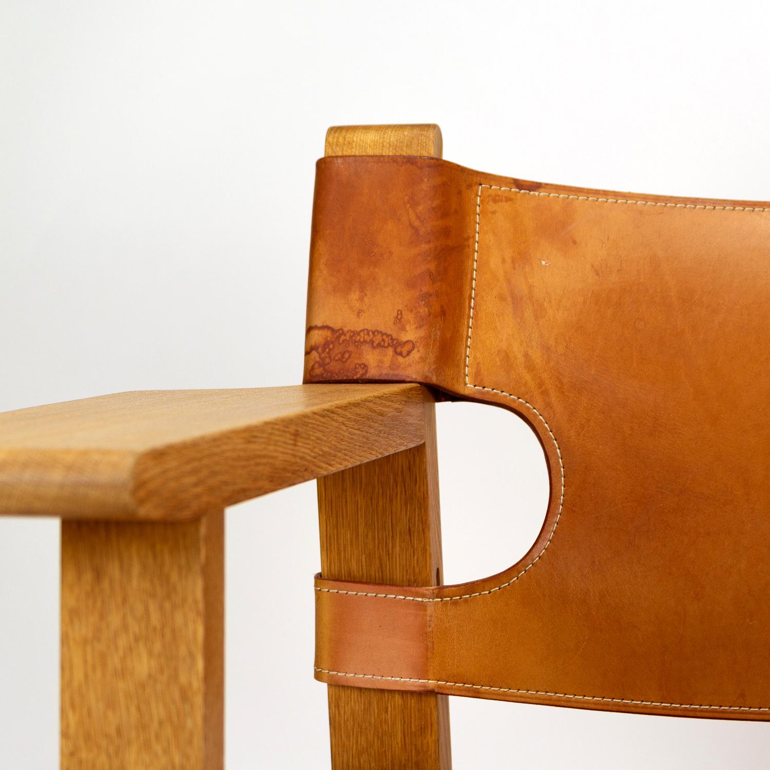 Leather Spanish Chair Model BM2226 by Børge Mogensen for Fredericia, Denmark, 1960s