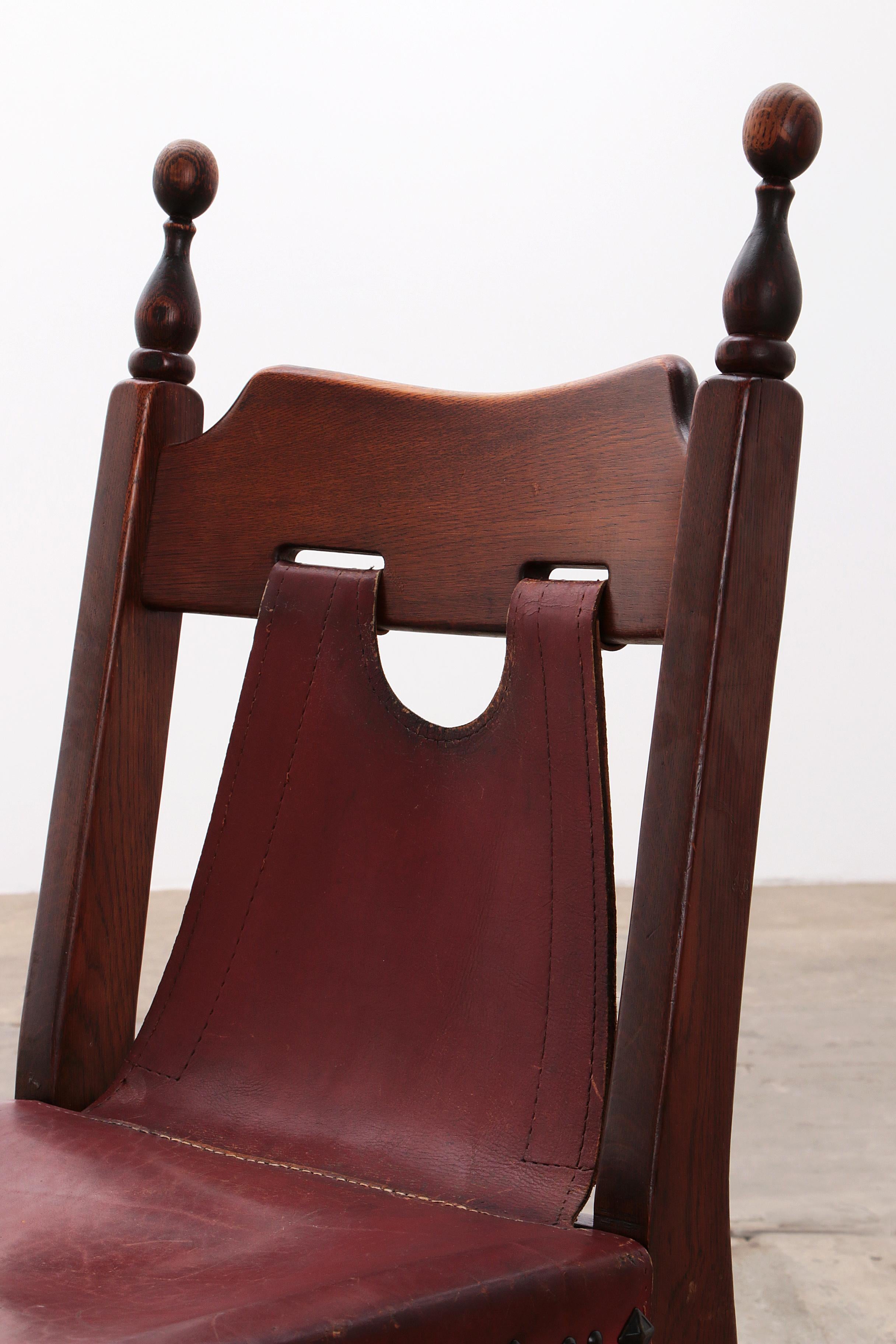 Spanish Chair Rustic Design with Saddle Leather 8