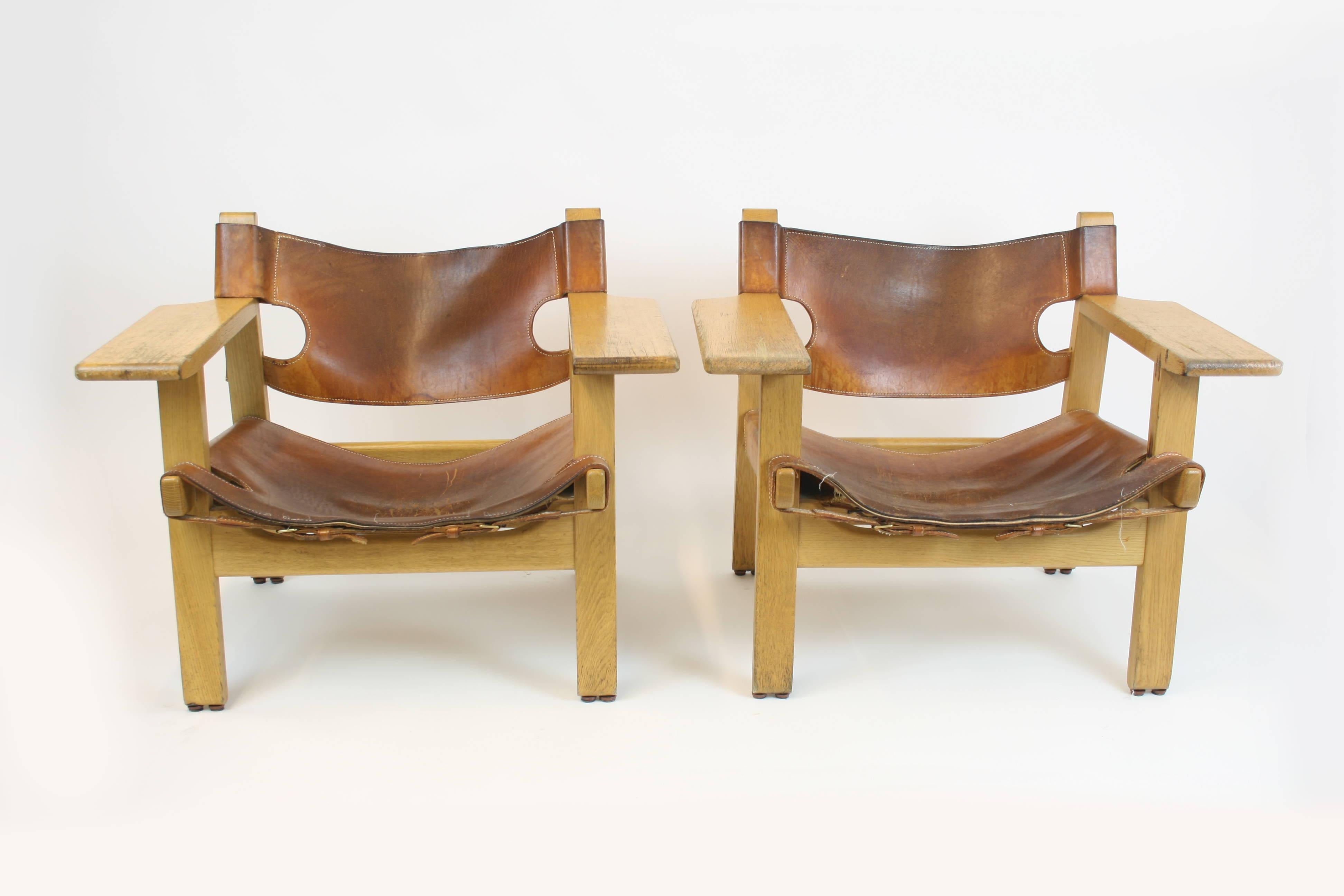 Danish Spanish Chairs by Børge Mogensen, Pair of 2 For Sale