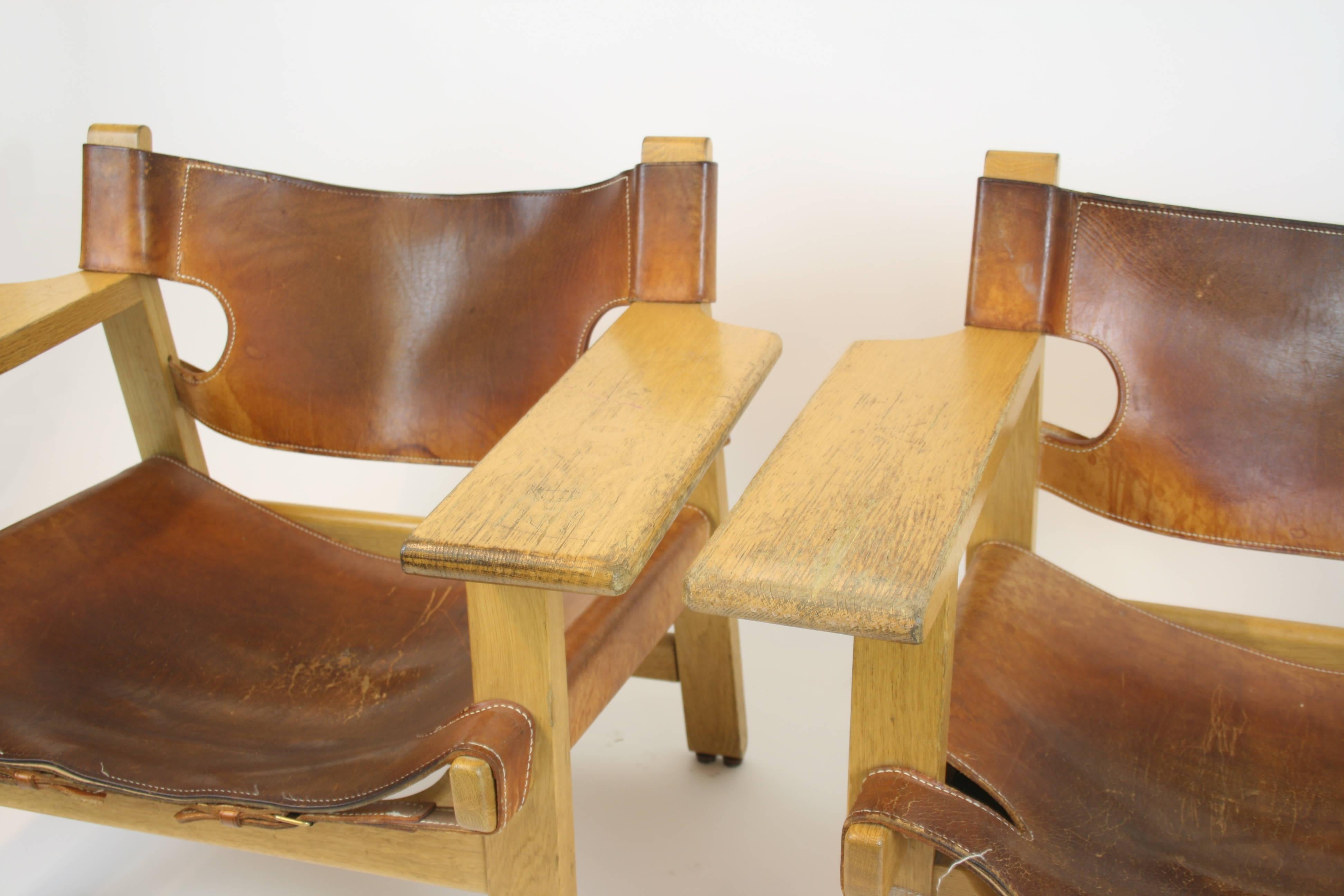 Spanish Chairs by Børge Mogensen, Pair of 2 In Fair Condition For Sale In Vienna, AT