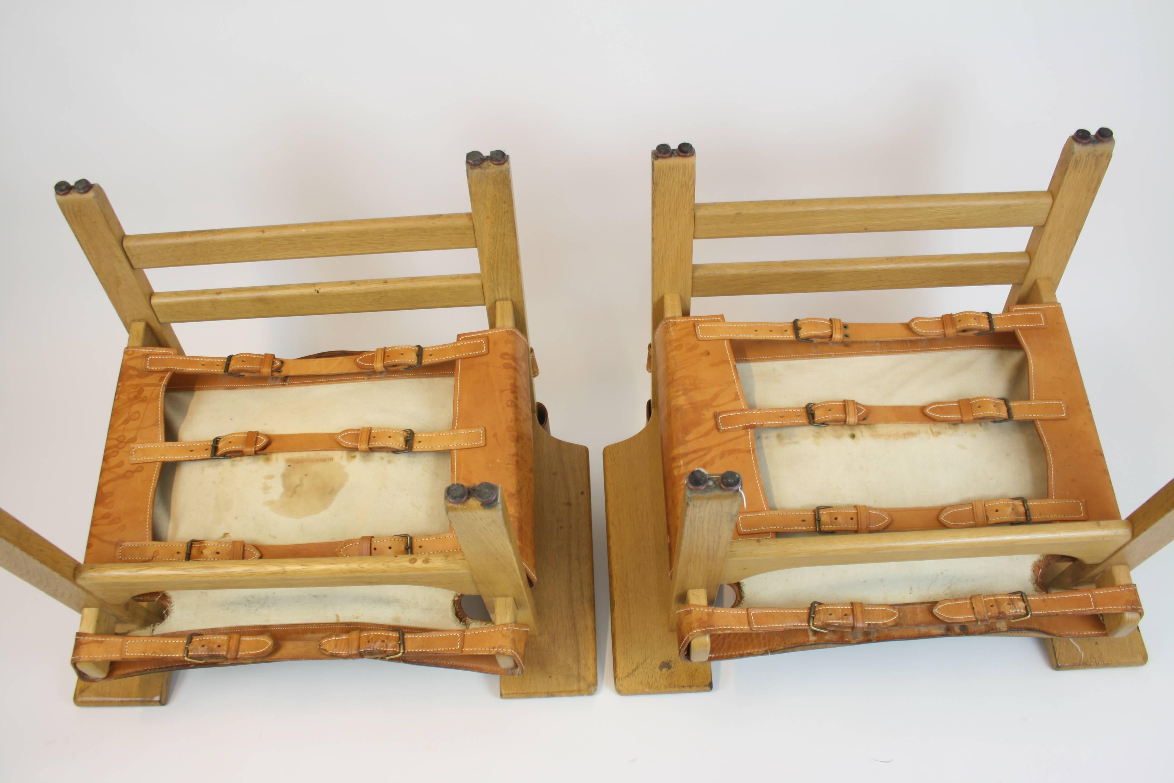 Cuir Paire de chaises espagnoles par Brge Mogensen, 2 pièces en vente