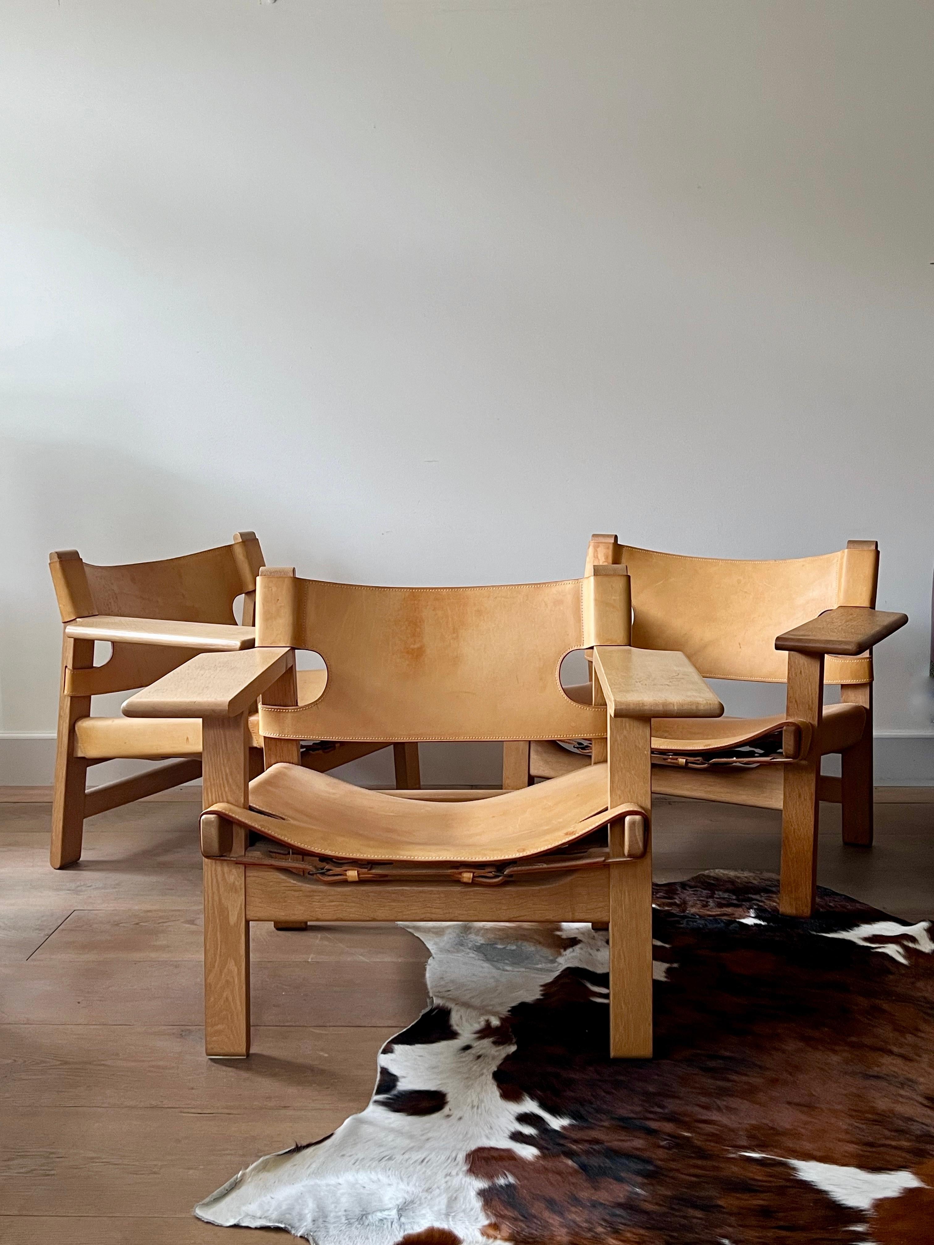 Hand-Crafted Spanish chairs by Børge Mogensen for Fredericia, 1970's For Sale