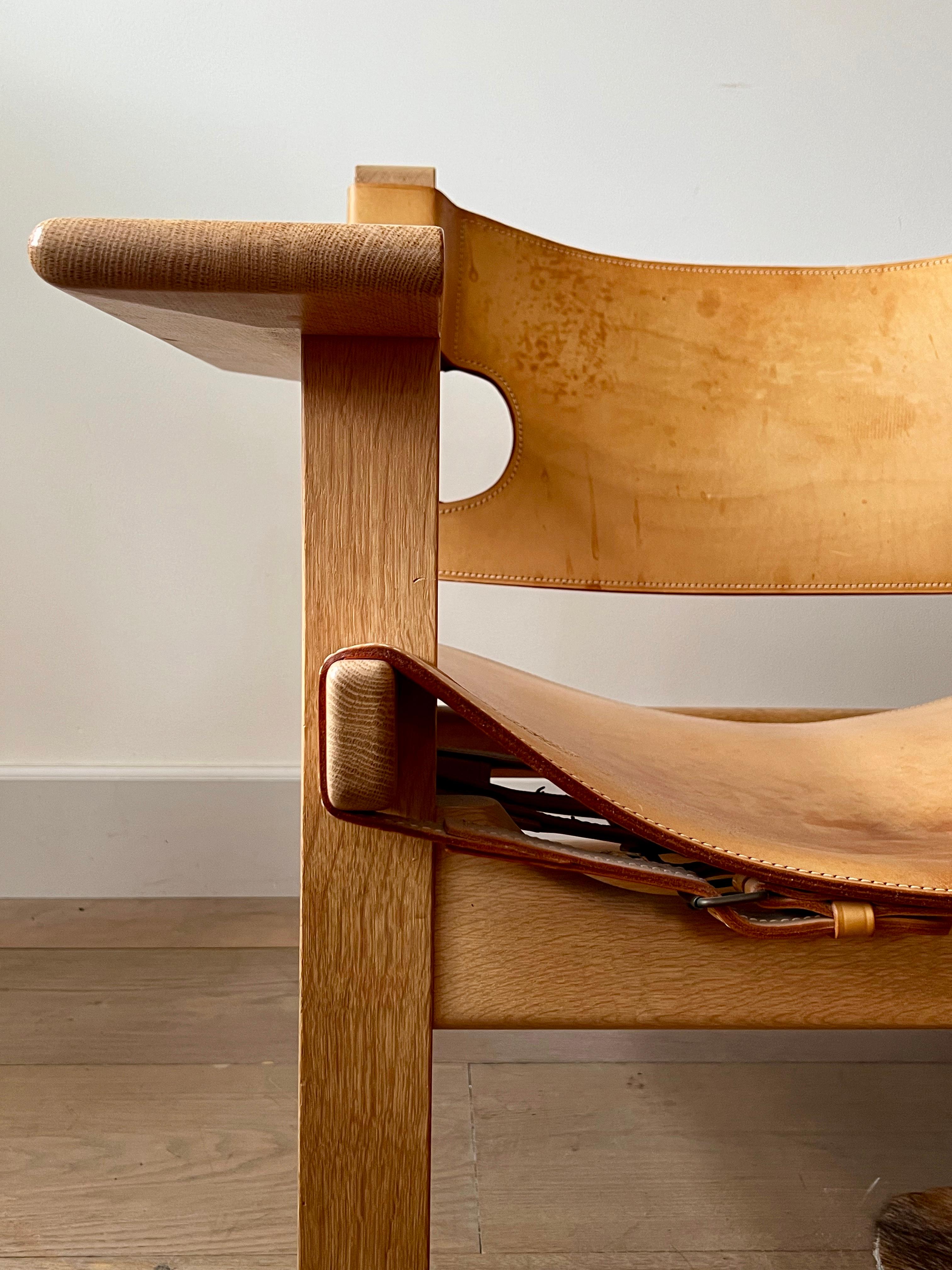 Cuir Chaises espagnoles par Børge Mogensen pour Fredericia, années 1970 en vente