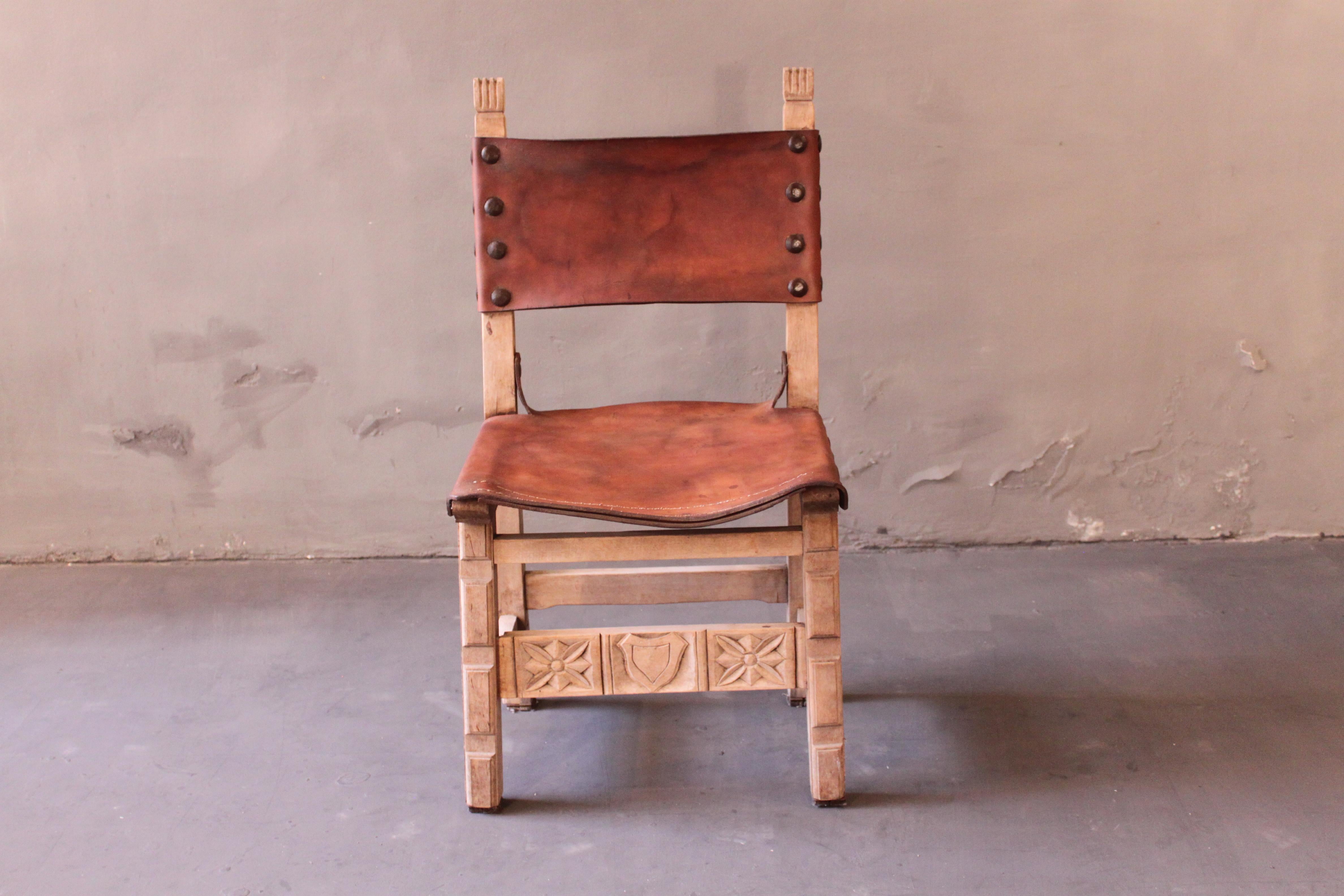 Mid-20th Century Rustic Spanish Dining Room Chairs from a German Hunting Château For Sale 6