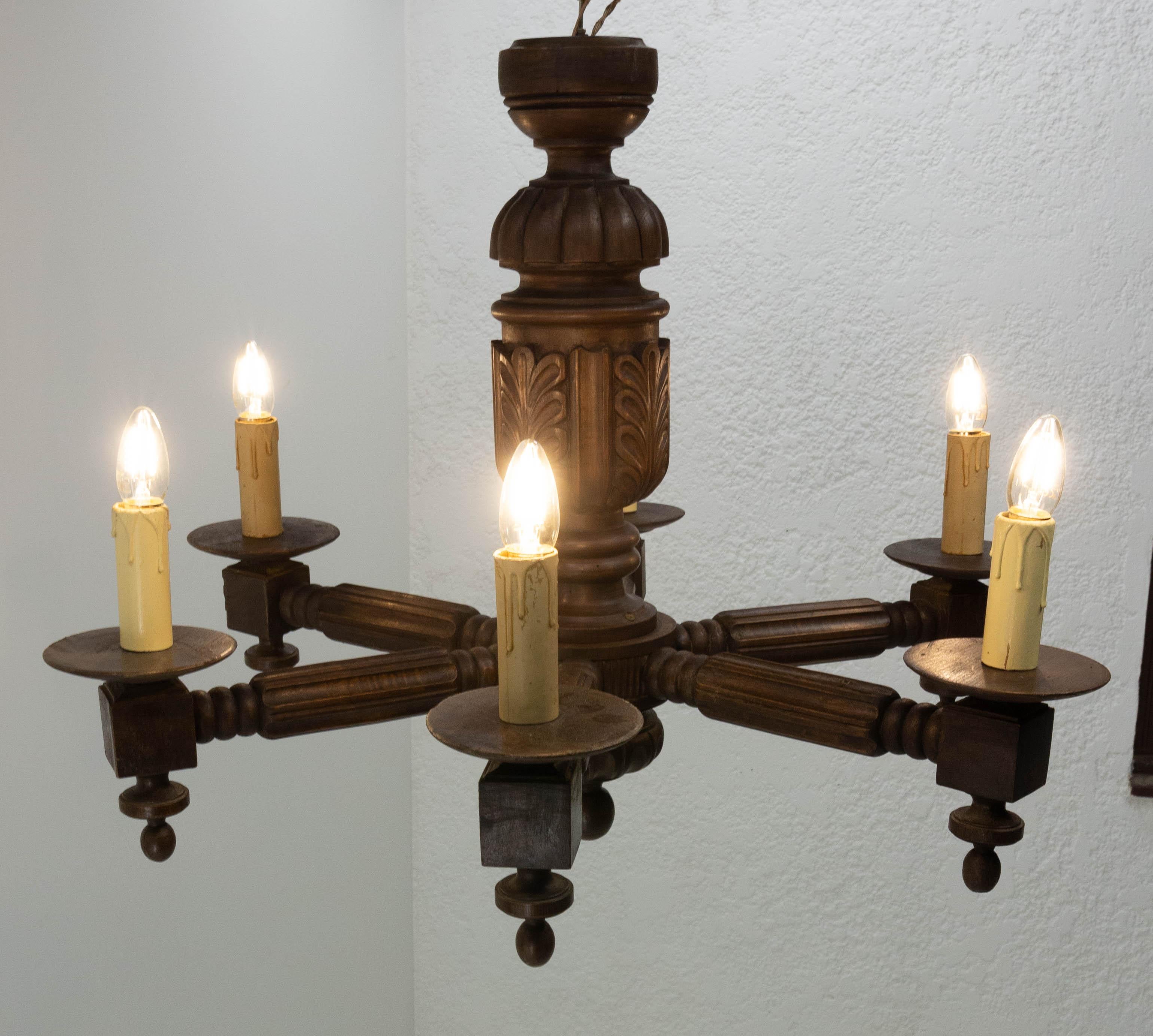 Spanish Chandelier Ceiling Pendant Lustre, c. 1950 In Good Condition In Labrit, Landes