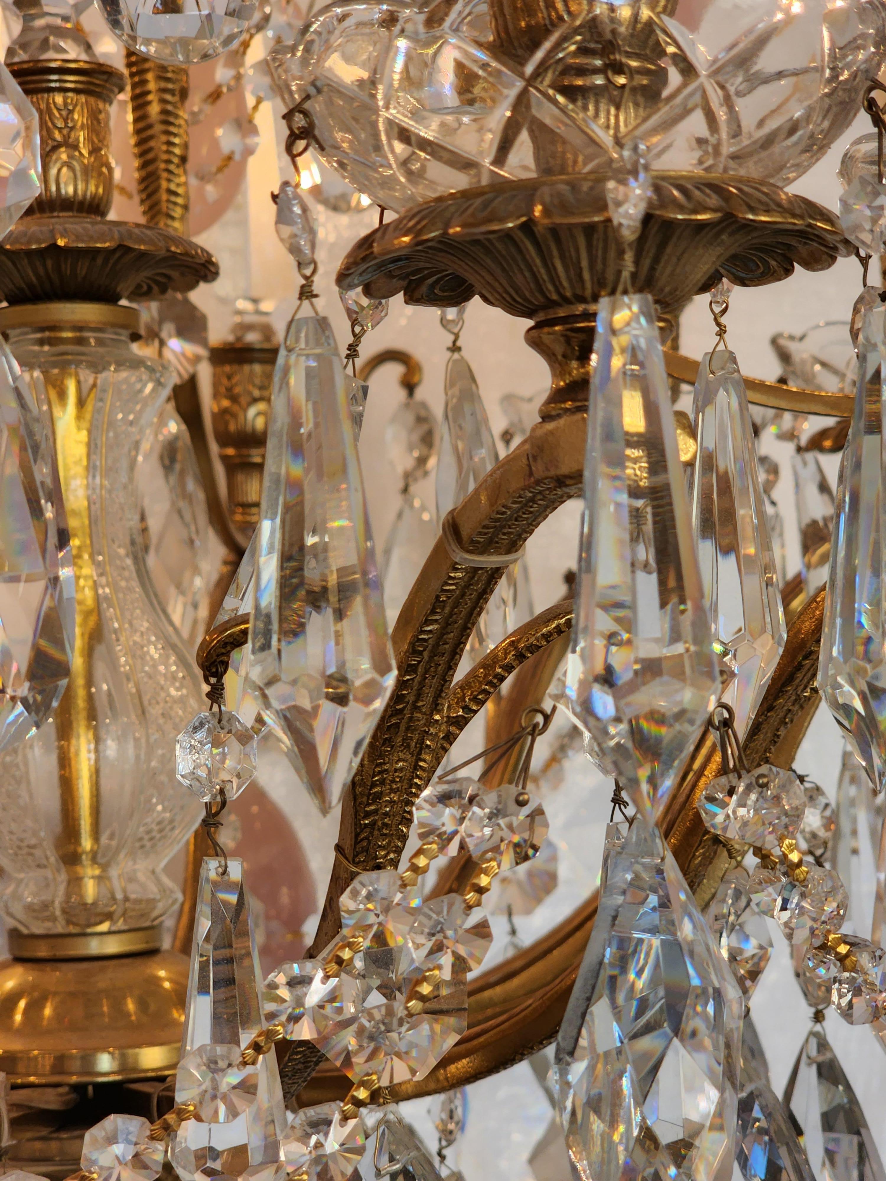 Bronze Spanish Chandelier with Pink Rock Crystals