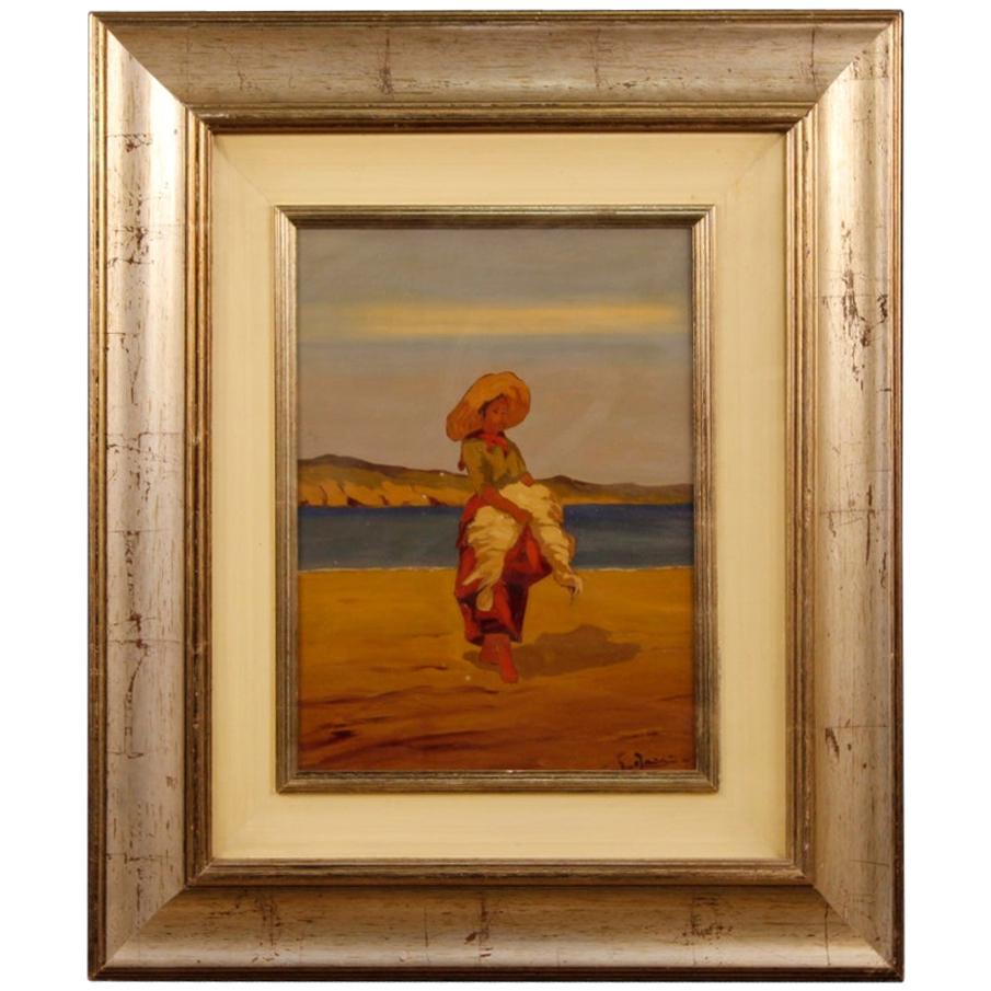 Spanish Character Oil Painting on Masonite, 20th Century For Sale