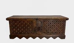 Spanish Chest or Coffer Carved Walnut, End of Bed 18th Century