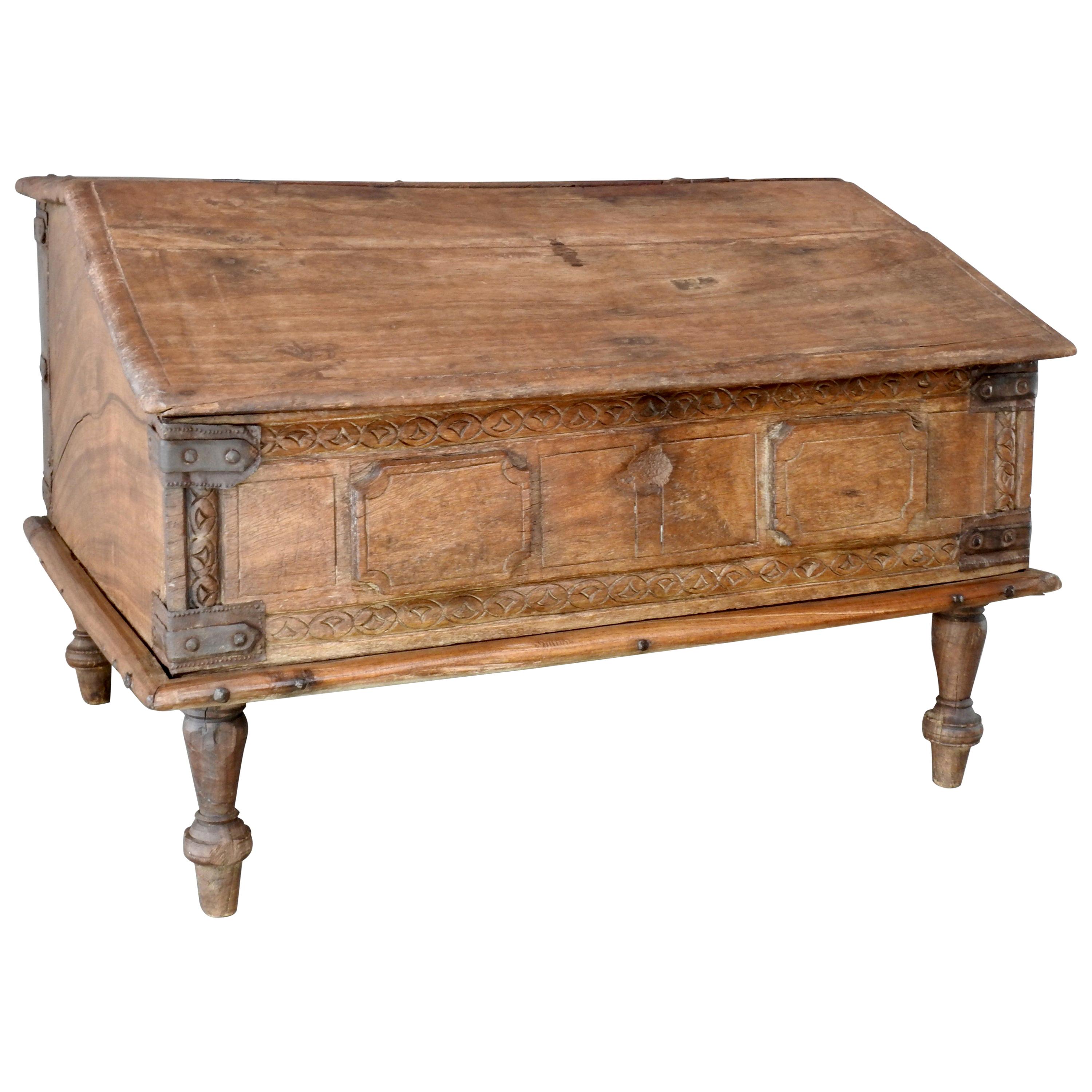 Spanish Childrens Lift Top Writing Desk, 19th Century For Sale