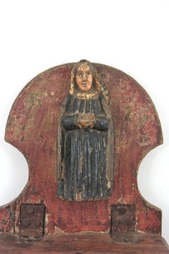 Boîte d'autel d'église espagnole avec détails de nonne sculptés, 18ème siècle