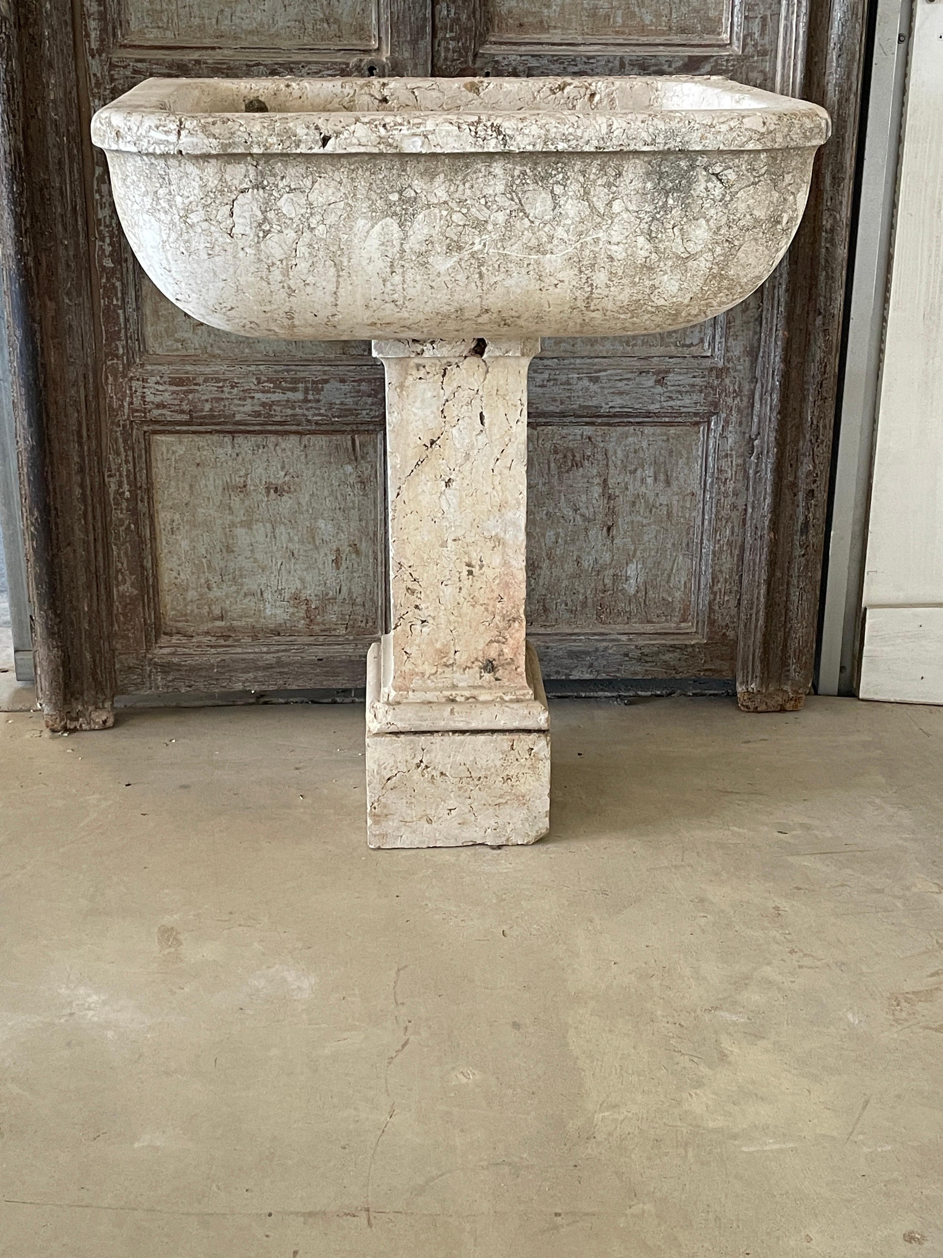 Spanish Circa 1750-1800 Stone Pedestal Sink 6